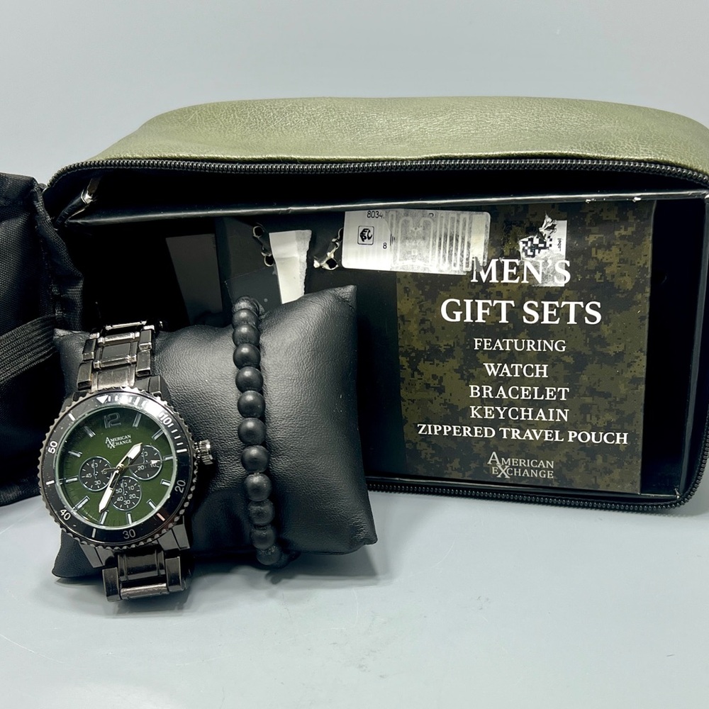 American Exchange Black and Green Watch Set